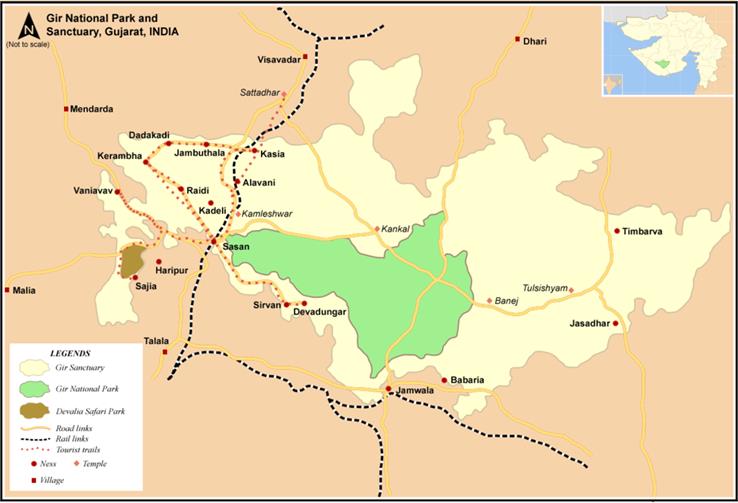 gir national park map
