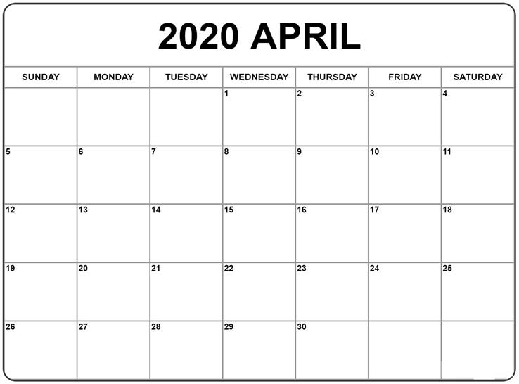 april calendar 2020