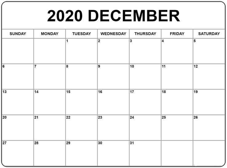 december calendar 2020