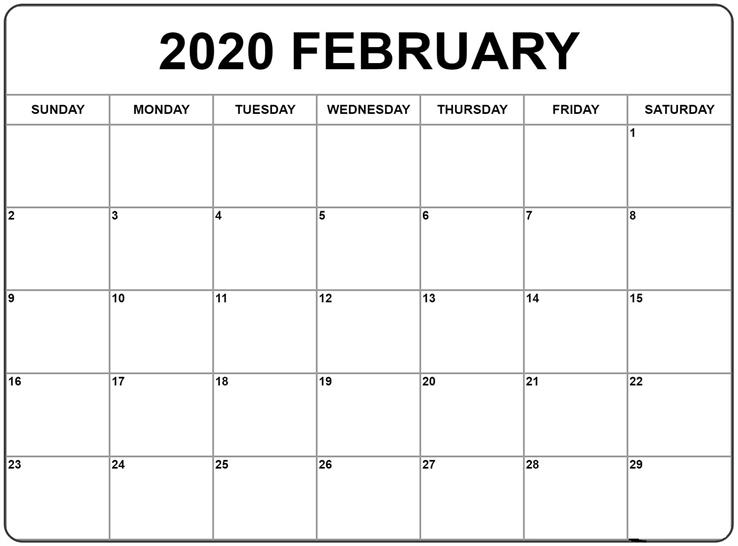 february calendar 2020